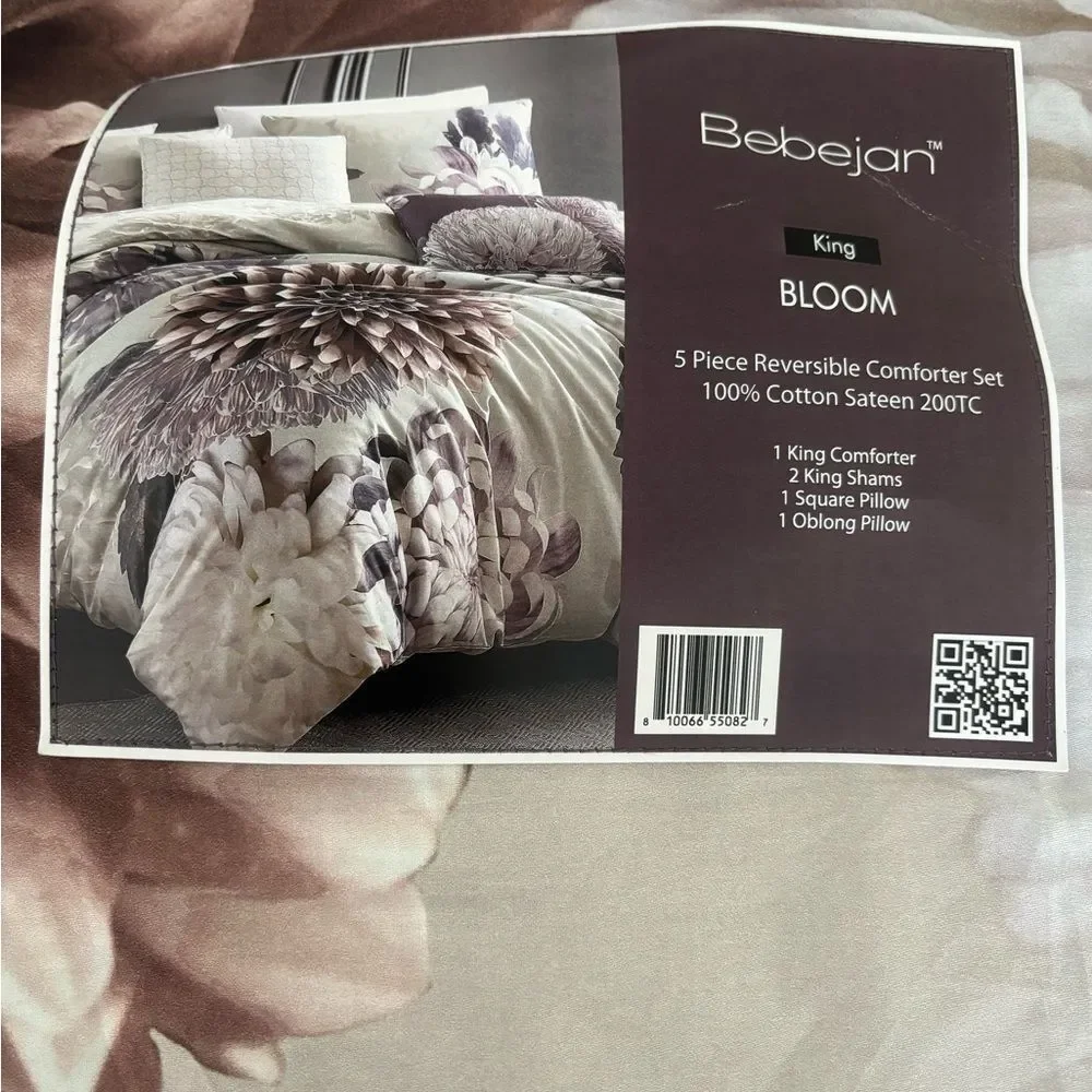 Bebejan BLOOM Floral Bedding Set in Cream and Purple NEW